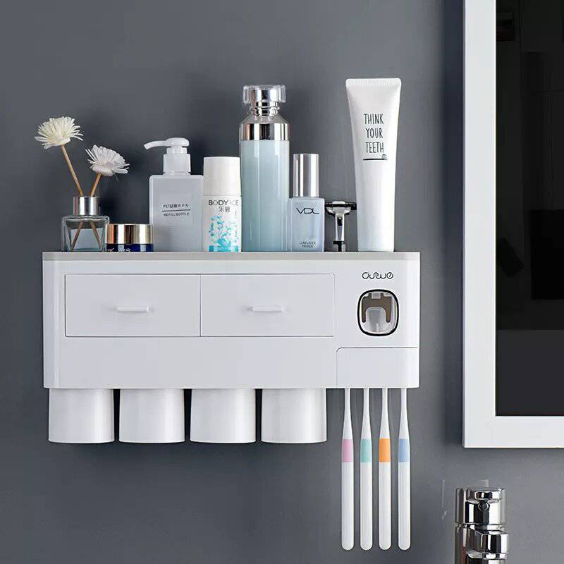 Ergonomic Bathroom Organizer with Toothpaste Dispenser (for 4 person) – изображение 1 | NetTrade.ee
