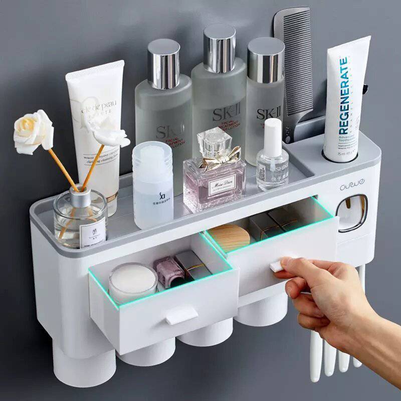 Ergonomic Bathroom Organizer with Toothpaste Dispenser (for 4 person) - NETTRADEHOUSE