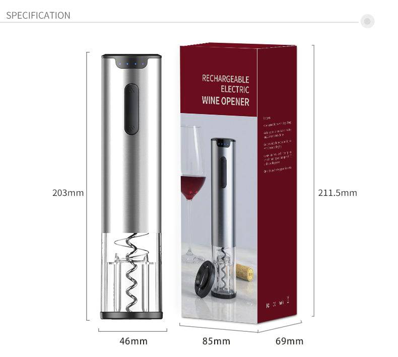 Electric Wine Opener with Rechargeable Li-Ion Battery, Leben - NETTRADEHOUSE