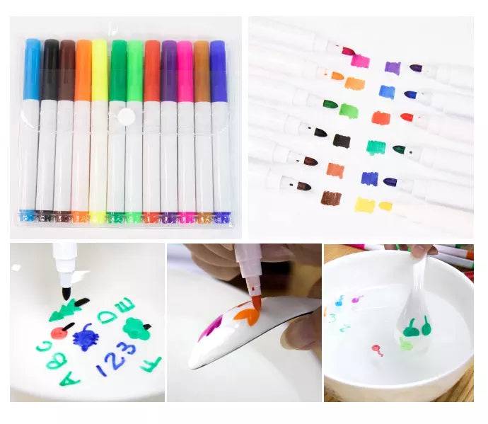 11 Colors Magic Floating Marker and Ceramic Spoon