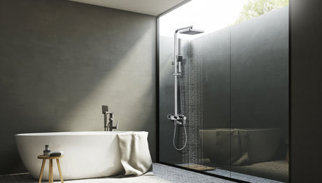 Bath and shower faucet with adjustable rod height, swivel spout and «Tropical rain» shower head LEMARK LM7004C 2