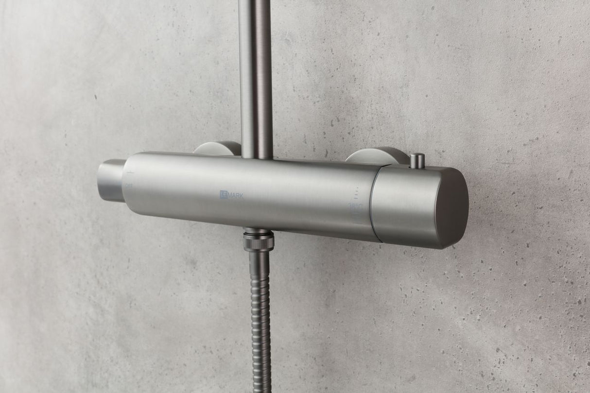 Thermostatic Shower Faucet with adjustable rod height and "Tropical rain" shower head LEMARK LM3770GM "BRONX"